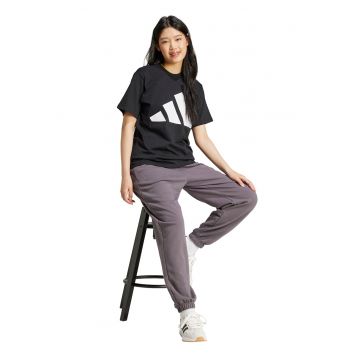 Tricou de bumbac cu decolteu la baza gatului si logo