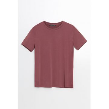 Tricou din amestec de modal cu decolteu la baza gatului