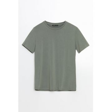 Tricou din amestec de modal cu decolteu la baza gatului