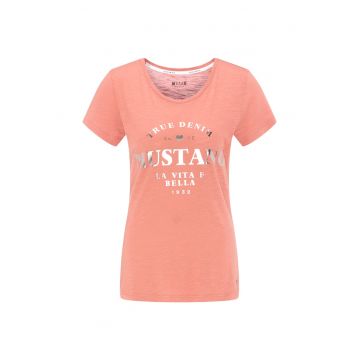 Tricou din amestec de modal si aplicatie text metalizata