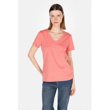 Tricou din bumbac cu decolteu in V