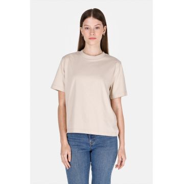Tricou din bumbac cu decolteu la baza gatului