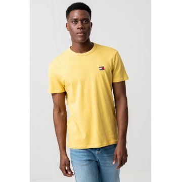 Tricou din bumbac cu decolteu la baza gatului