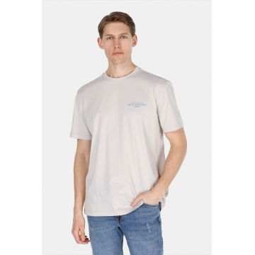 Tricou din bumbac cu decolteu la baza gatului
