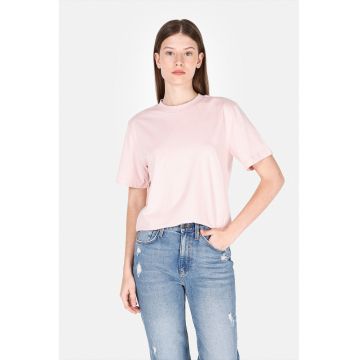 Tricou din bumbac cu decolteu la baza gatului