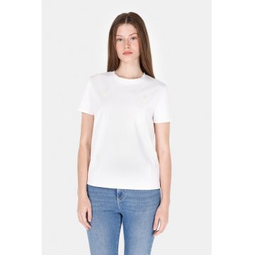 Tricou din bumbac cu detalii brodate