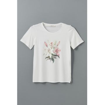 Tricou din bumbac cu imprimeu floral