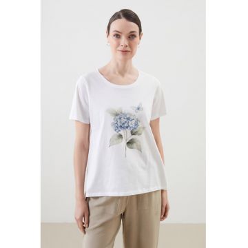 Tricou din bumbac cu imprimeu floral