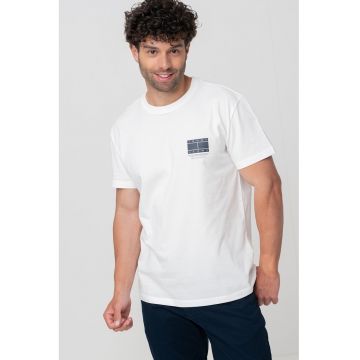 Tricou din bumbac cu imprimeu logo discret