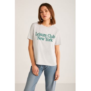Tricou din bumbac cu imprimeu text