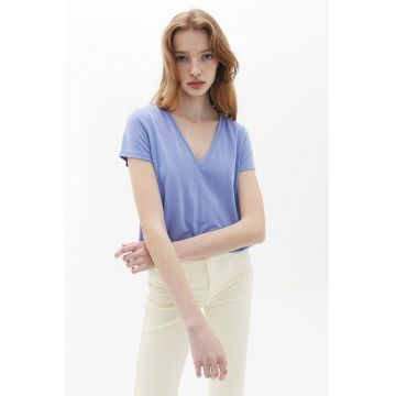 Tricou lejer din amestec de modal cu decolteu in V