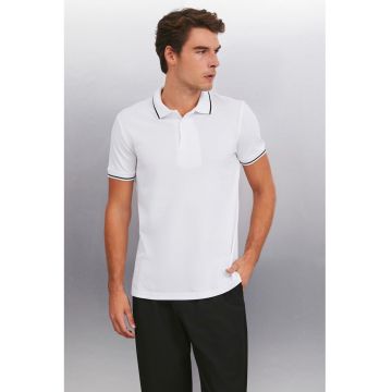 Tricou polo cu accente cu model in dungi