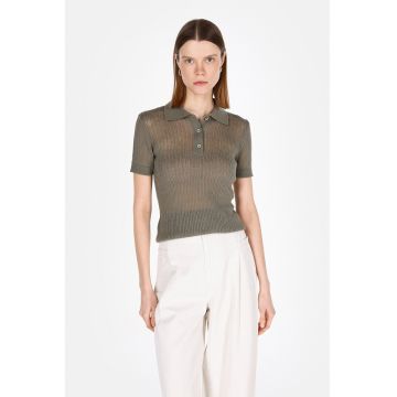 Tricou polo tricotat fin