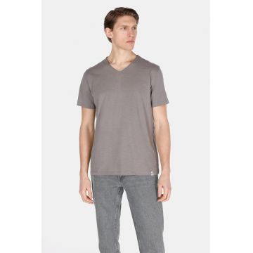 Tricou regular fit cu decolteu in V