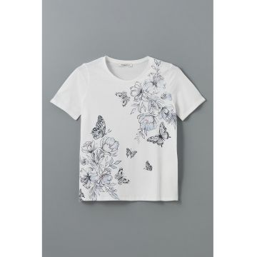 Tricou regular fit cu decolteu la baza gatului