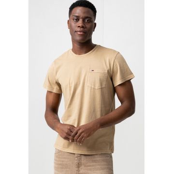 Tricou slim-fit cu decolteu la baza gatului