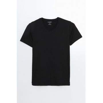 Tricou uni cu decolteu in V