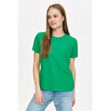 Tricou uni cu decolteu la baza gatului
