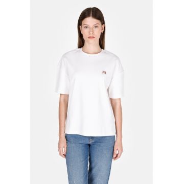Tricou uni cu decolteu la baza gatului