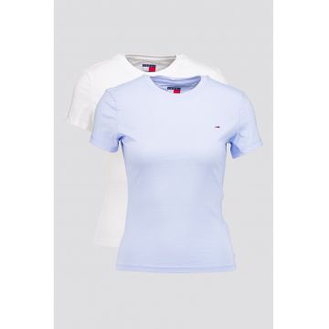 Set de tricouri din bumbac cu decolteu la baza gatului - 2 piese