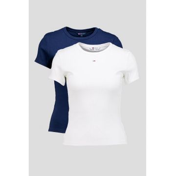 Set de tricouri slim fit cu decolteu la baza gatului - 2 piese