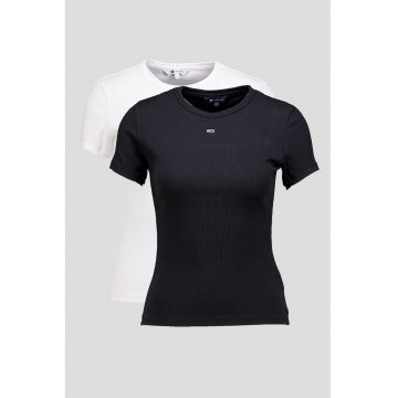 Set de tricouri slim fit cu decolteu la baza gatului - 2 piese