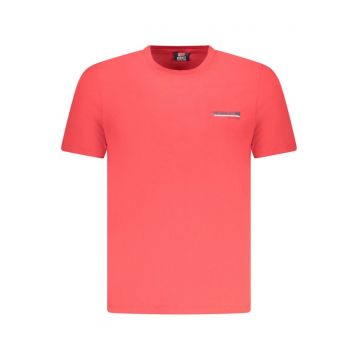 Tricou barbati din bumbac cu logo text - regular fit - rosu -