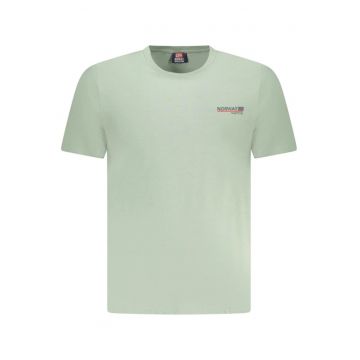 Tricou barbati din bumbac cu logo text - regular fit - verde -