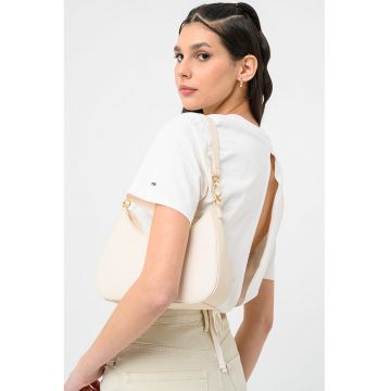 Tricou crop cu decupaj pe spate