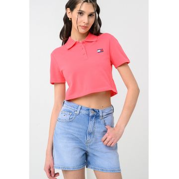 Tricou crop polo Badge