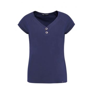 Tricou cu decolteu in V - Bleumarin