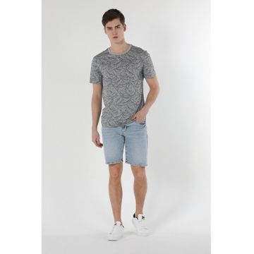 Tricou cu decolteu rotund si imprimeu grafic