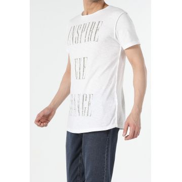 Tricou cu imprimeu text supradimensionat