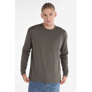 Tricou Cu Maneca Lunga De Barbati Kaki Regular Fit
