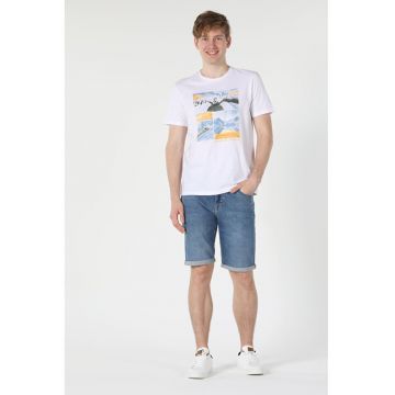 Tricou Cu Maneca Scurta De Barbati Alb. Regular Fit
