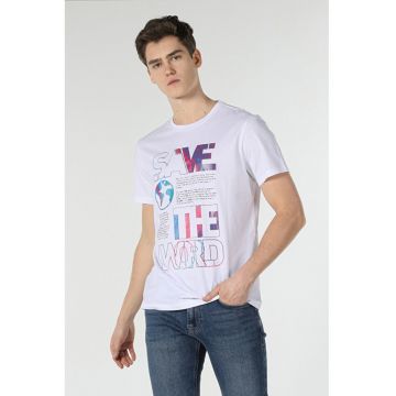 Tricou Cu Maneca Scurta De Barbati Alb Regular Fit 30054