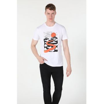 Tricou Cu Maneca Scurta De Barbati Alb Regular Fit 464845