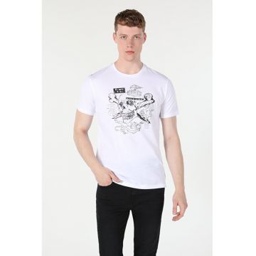 Tricou Cu Maneca Scurta De Barbati Alb Regular Fit 486875