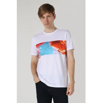 Tricou Cu Maneca Scurta De Barbati.Alb Regular Fit
