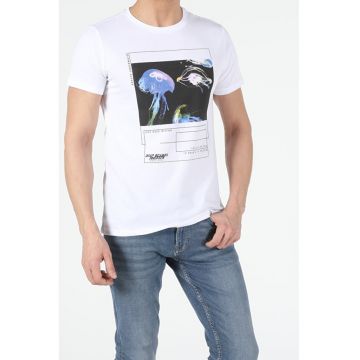 Tricou Cu Maneca Scurta De Barbati Alb Regular Fit Cl1052463 8682240663126
