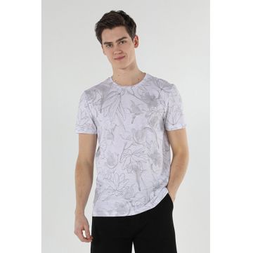 Tricou Cu Maneca Scurta De Barbati Alb Regular Fit floral