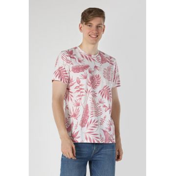 Tricou Cu Maneca Scurta De Barbati Alb Regular Fit leaves