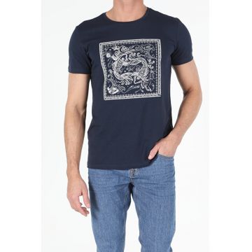 Tricou Cu Maneca Scurta De Barbati Albastru Marin Regular Fit Cl1053564 8682240664208