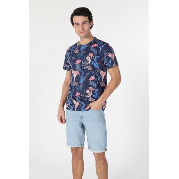 Tricou Cu Maneca Scurta De Barbati Albastru Marin Regular Fit CL1059974 8683197263032