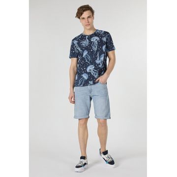 Tricou Cu Maneca Scurta De Barbati Albastru Marin Regular Fit3