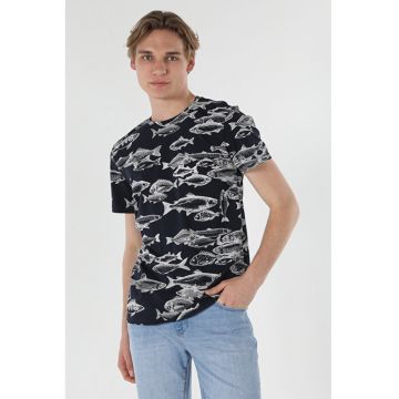 Tricou Cu Maneca Scurta De Barbati Albastru Marin Regular Fit8683197167897