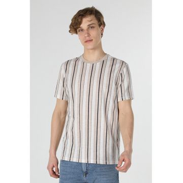 Tricou Cu Maneca Scurta De Barbati Bej Regular Fit 44851