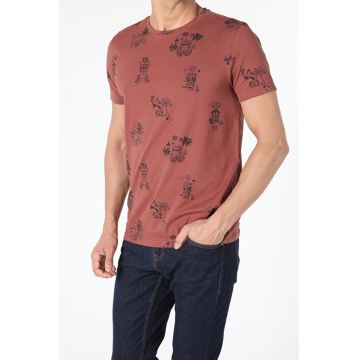 Tricou Cu Maneca Scurta De Barbati Maro Regular Fit CL1054894 8682240848295