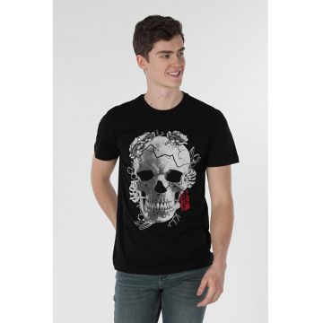 Tricou Cu Maneca Scurta De Barbati- Negru Regular Fit