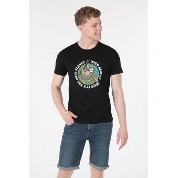 Tricou Cu Maneca Scurta De Barbati Negru Regular Fit1